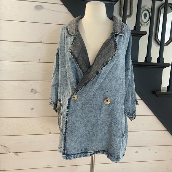 091 Oli & Hali Star Patch Tencel Short Sleeve Blazer Jacket NWOT Size Large - Picture 13 of 14